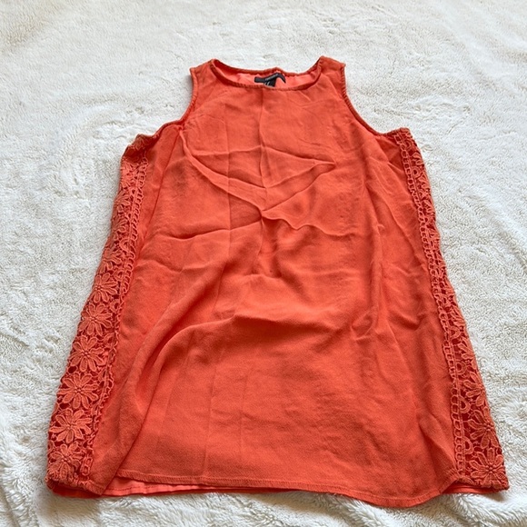 Forever 21 Orange Sleeveless Mini Dress | Boho Floral Lace Trim Summer Medium - Picture 1 of 7